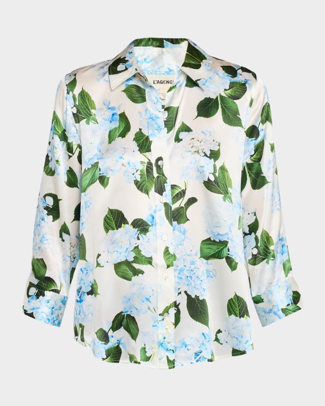 Dani Hydrangea Silk Blous